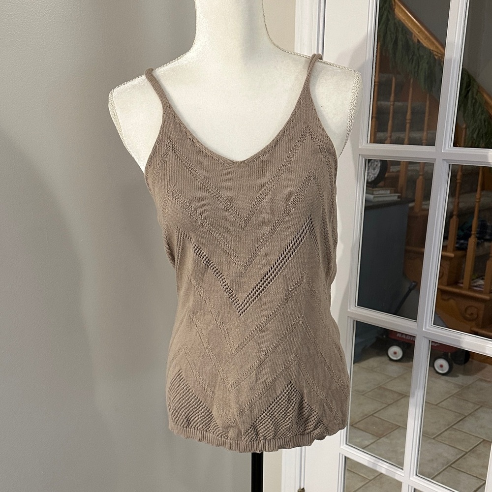 Elegant Taupe Knit Tank Top